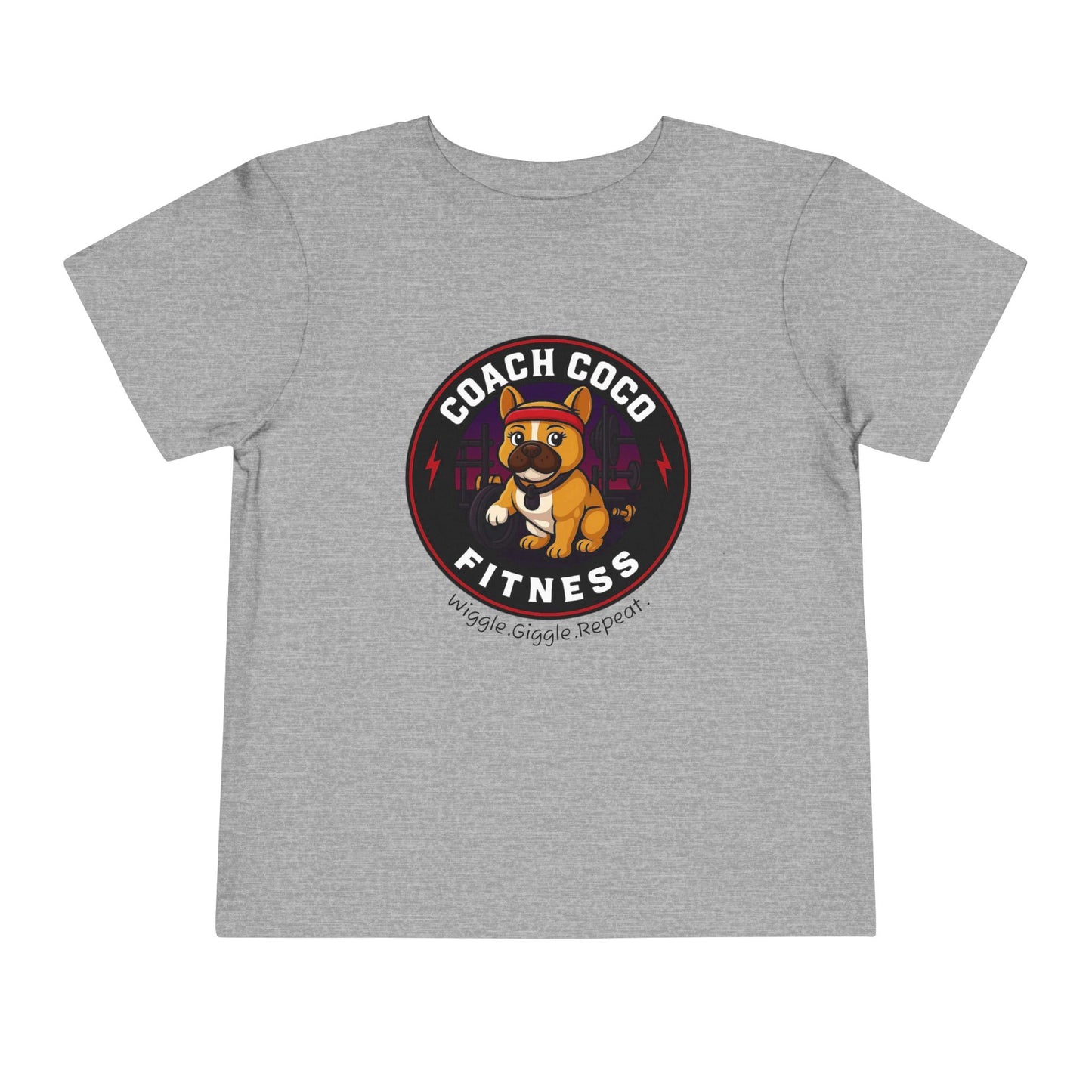 Coach Coco Fitness - Cool Coach Frenchie Toddler Tee, Fun Kids Shirt, Birthday Gift, Activewear for Toddlers, Dog Lover Apparel, Fitness Humor Top