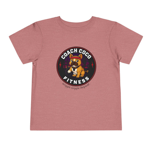 Coach Coco Fitness - Cool Coach Frenchie Toddler Tee, Fun Kids Shirt, Birthday Gift, Activewear for Toddlers, Dog Lover Apparel, Fitness Humor Top