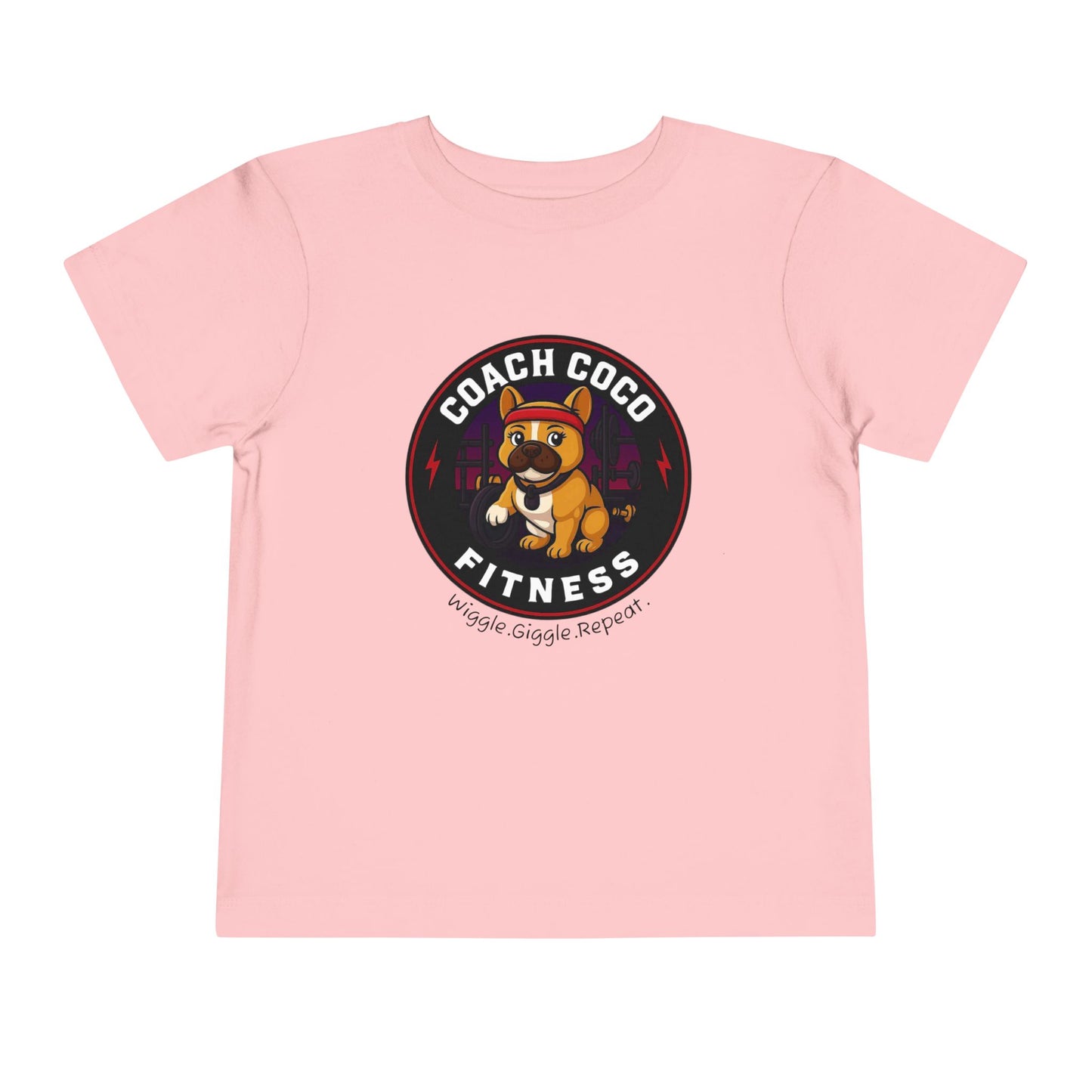 Coach Coco Fitness - Cool Coach Frenchie Toddler Tee, Fun Kids Shirt, Birthday Gift, Activewear for Toddlers, Dog Lover Apparel, Fitness Humor Top