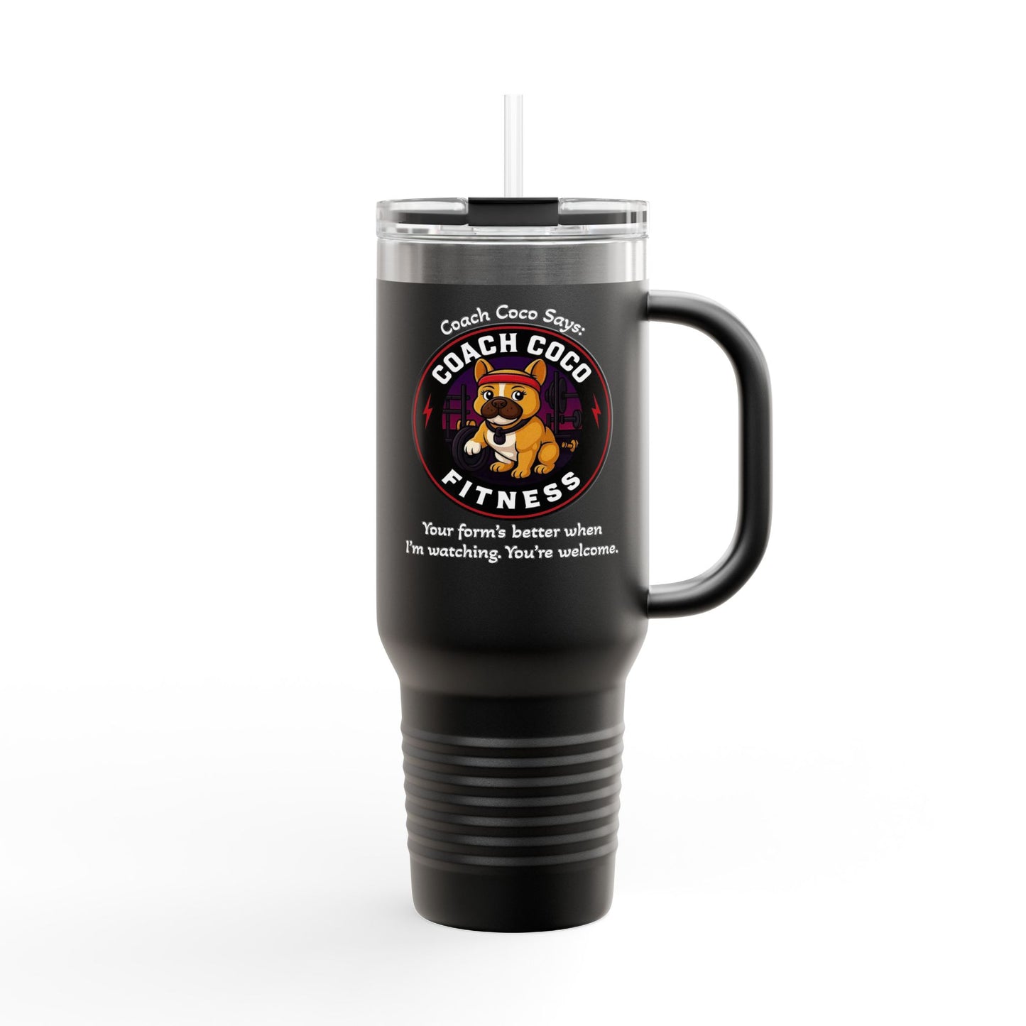 Coach Coco Fitness Insulated Travel Mug | 40oz Motivational Tumbler, Exercise Mug, Workout Gift, Fitness Enthusiast Coffee Cup, Dog [...]