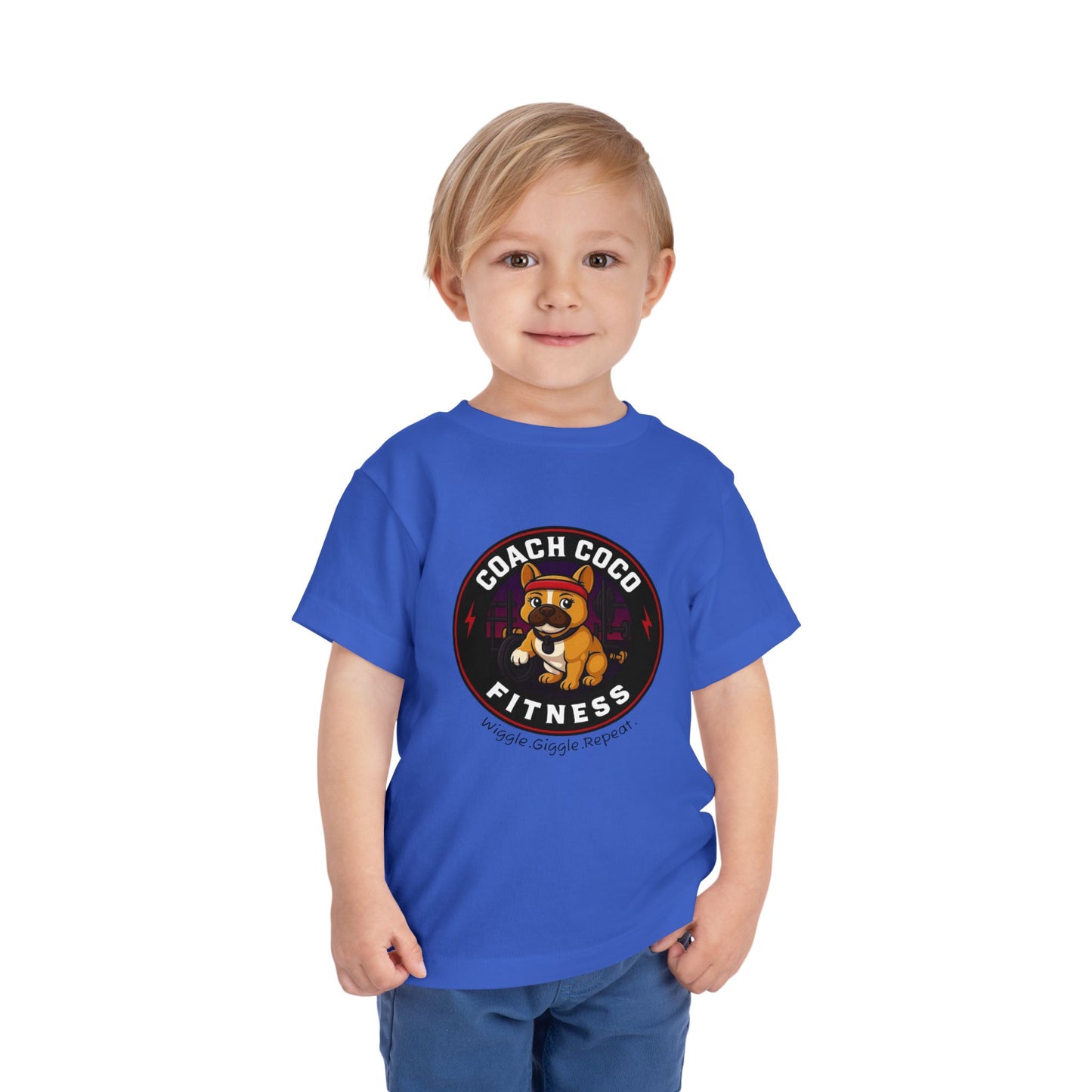 Coach Coco Fitness - Cool Coach Frenchie Toddler Tee, Fun Kids Shirt, Birthday Gift, Activewear for Toddlers, Dog Lover Apparel, Fitness Humor Top