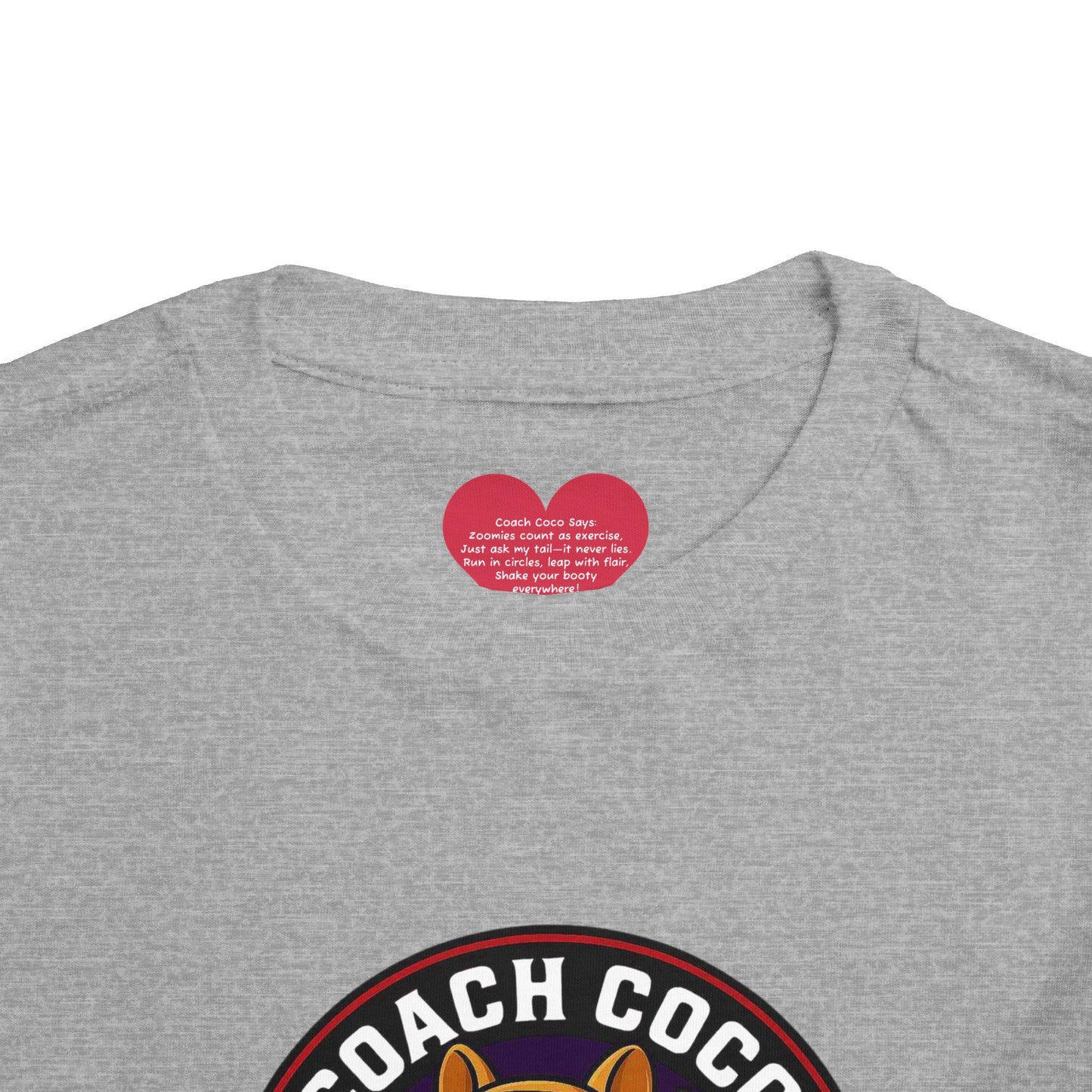Coach Coco Fitness - Cool Coach Frenchie Toddler Tee, Fun Kids Shirt, Birthday Gift, Activewear for Toddlers, Dog Lover Apparel, Fitness Humor Top