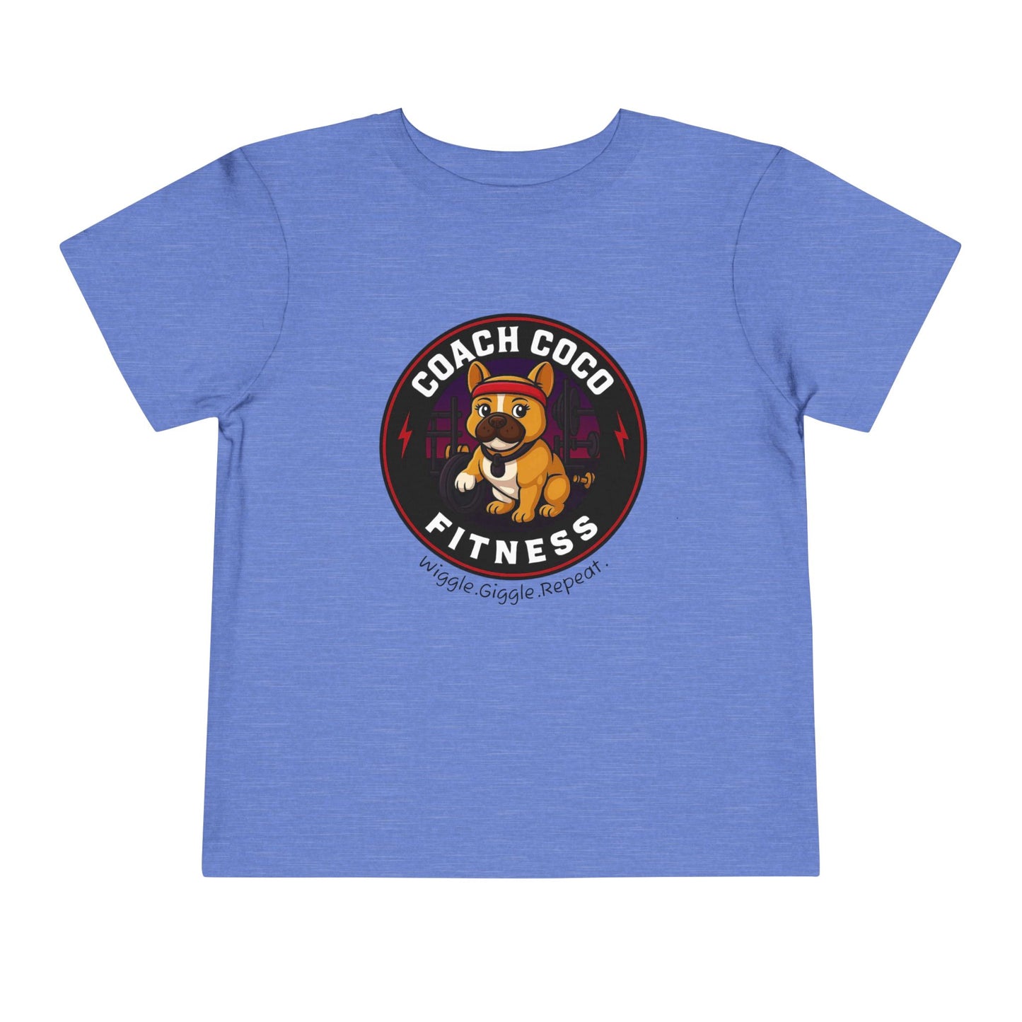 Coach Coco Fitness - Cool Coach Frenchie Toddler Tee, Fun Kids Shirt, Birthday Gift, Activewear for Toddlers, Dog Lover Apparel, Fitness Humor Top