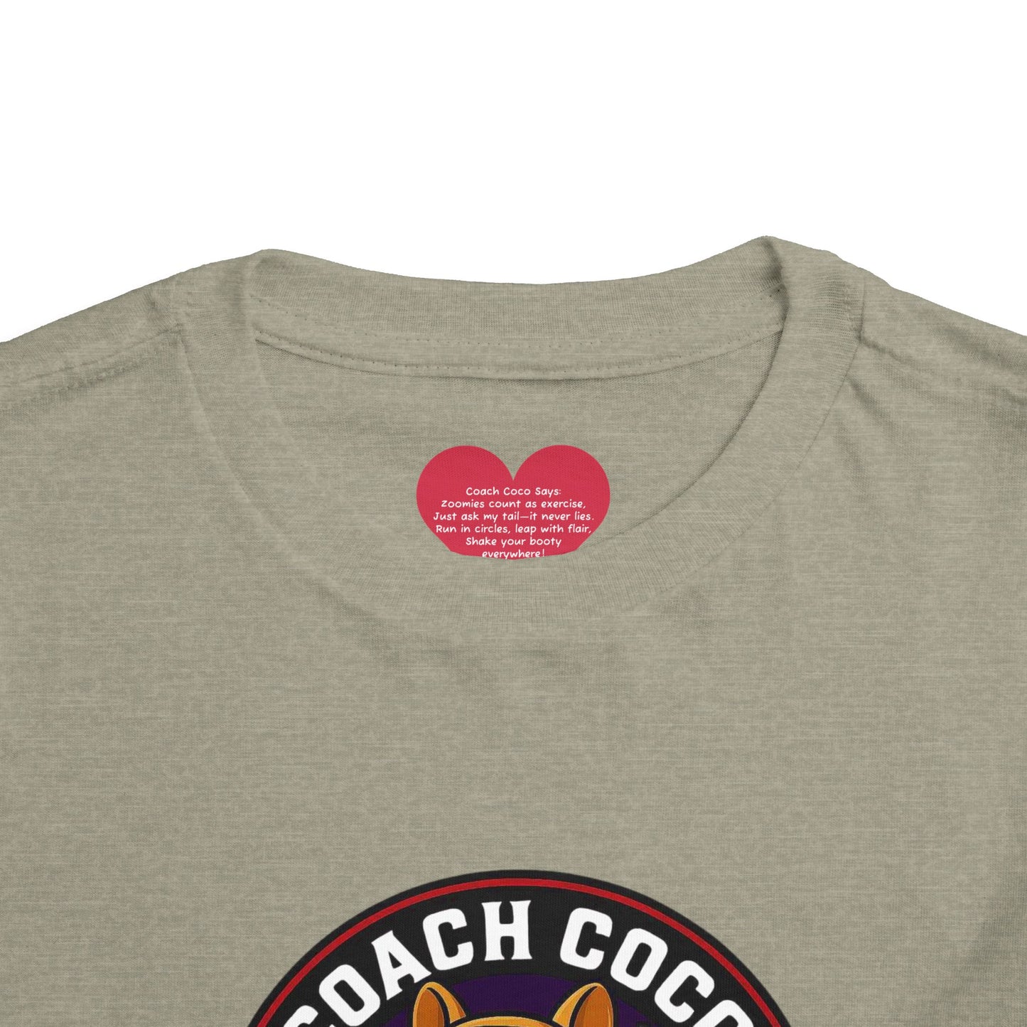 Coach Coco Fitness - Cool Coach Frenchie Toddler Tee, Fun Kids Shirt, Birthday Gift, Activewear for Toddlers, Dog Lover Apparel, Fitness Humor Top