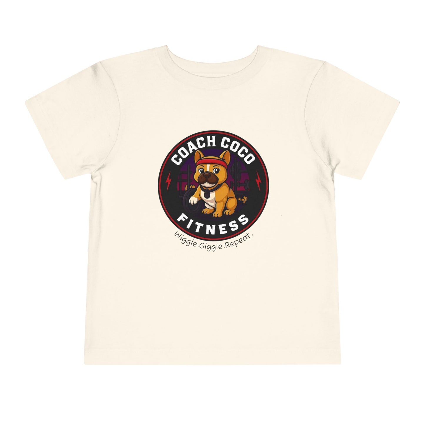 Coach Coco Fitness - Cool Coach Frenchie Toddler Tee, Fun Kids Shirt, Birthday Gift, Activewear for Toddlers, Dog Lover Apparel, Fitness Humor Top