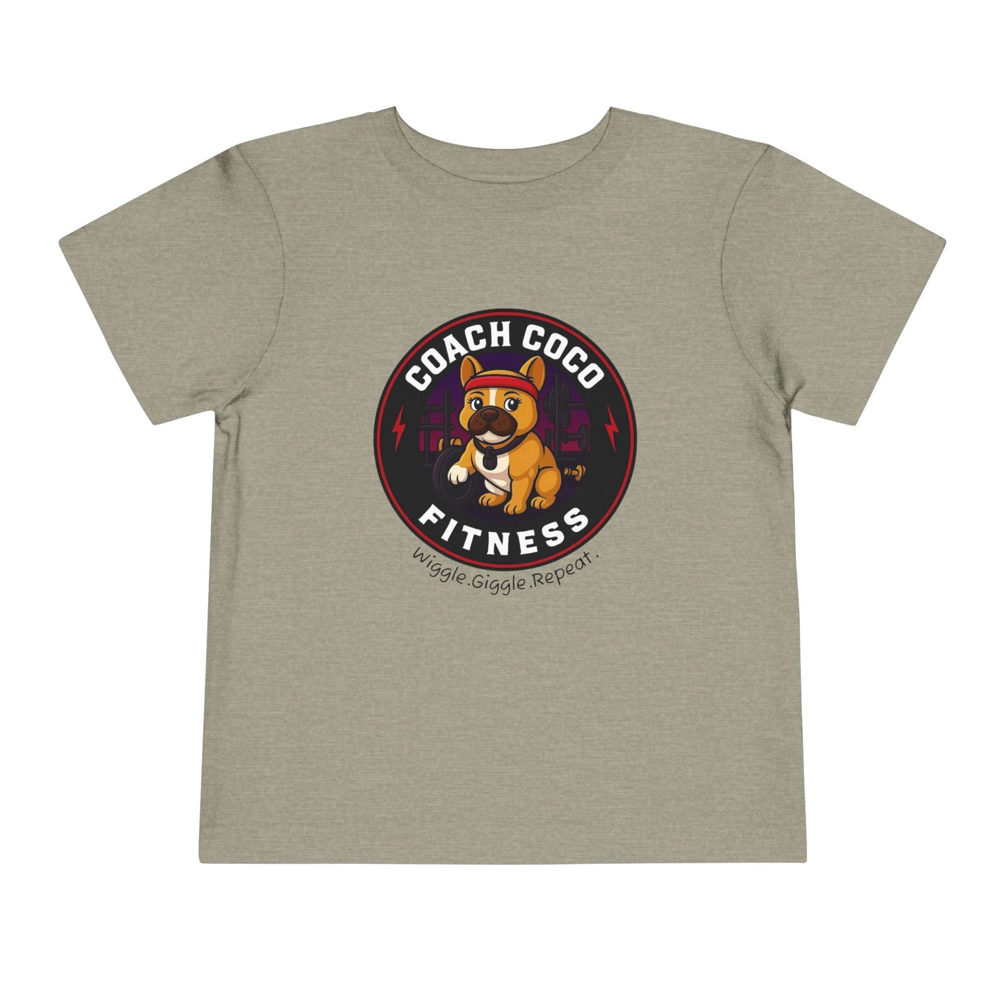 Coach Coco Fitness - Cool Coach Frenchie Toddler Tee, Fun Kids Shirt, Birthday Gift, Activewear for Toddlers, Dog Lover Apparel, Fitness Humor Top