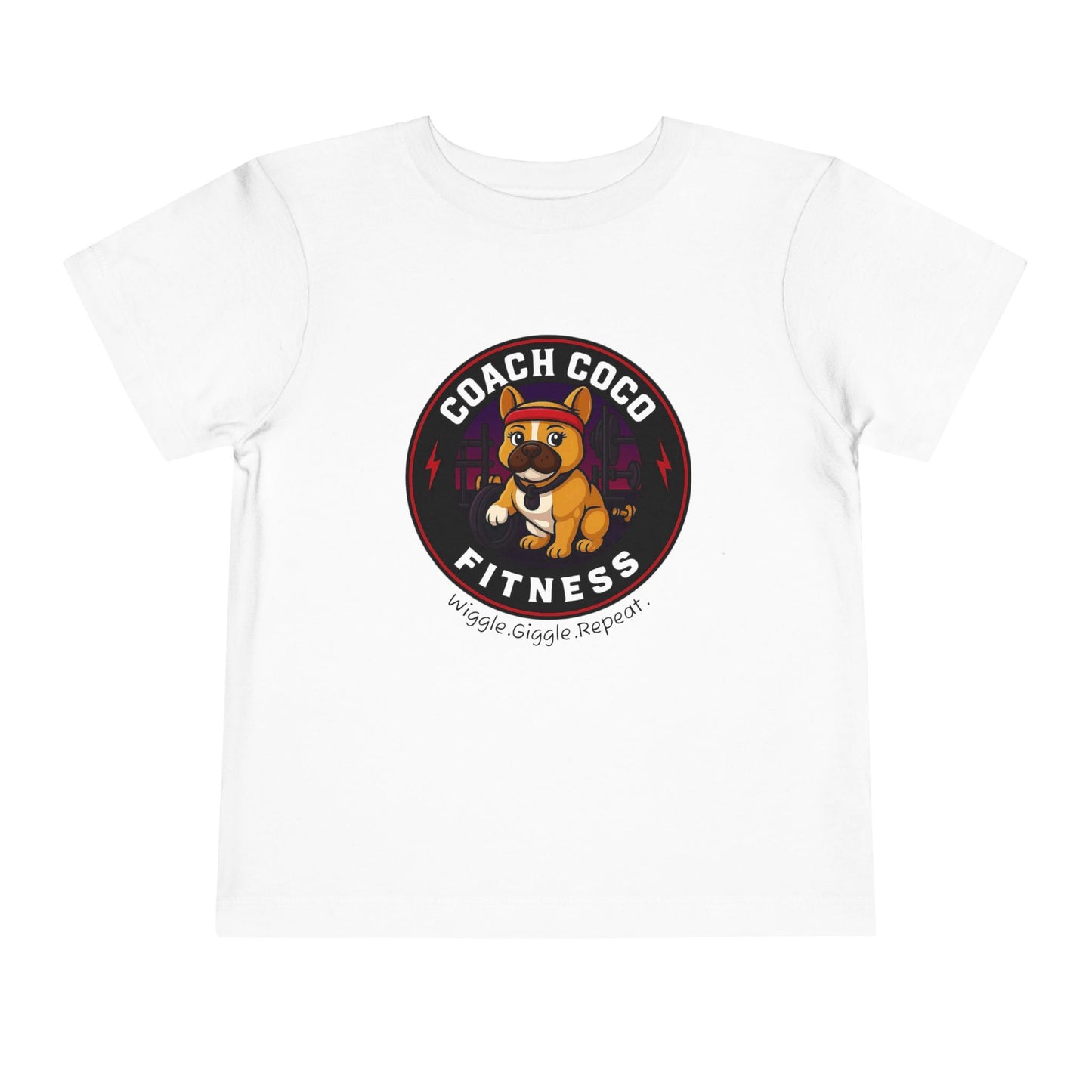 Coach Coco Fitness - Cool Coach Frenchie Toddler Tee, Fun Kids Shirt, Birthday Gift, Activewear for Toddlers, Dog Lover Apparel, Fitness Humor Top