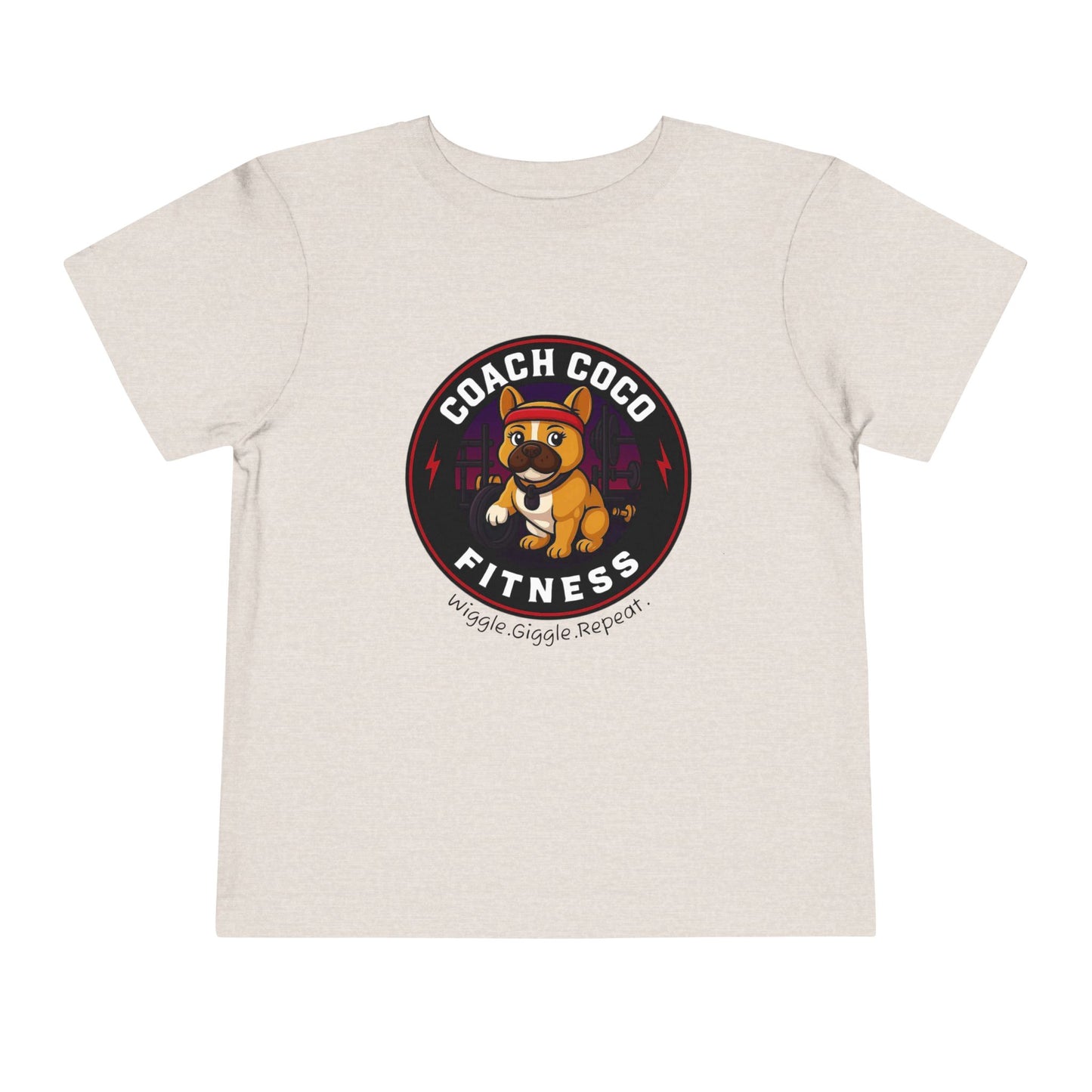 Coach Coco Fitness - Cool Coach Frenchie Toddler Tee, Fun Kids Shirt, Birthday Gift, Activewear for Toddlers, Dog Lover Apparel, Fitness Humor Top