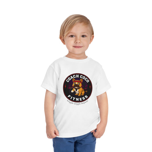 Coach Coco Fitness - Cool Coach Frenchie Toddler Tee, Fun Kids Shirt, Birthday Gift, Activewear for Toddlers, Dog Lover Apparel, Fitness Humor Top