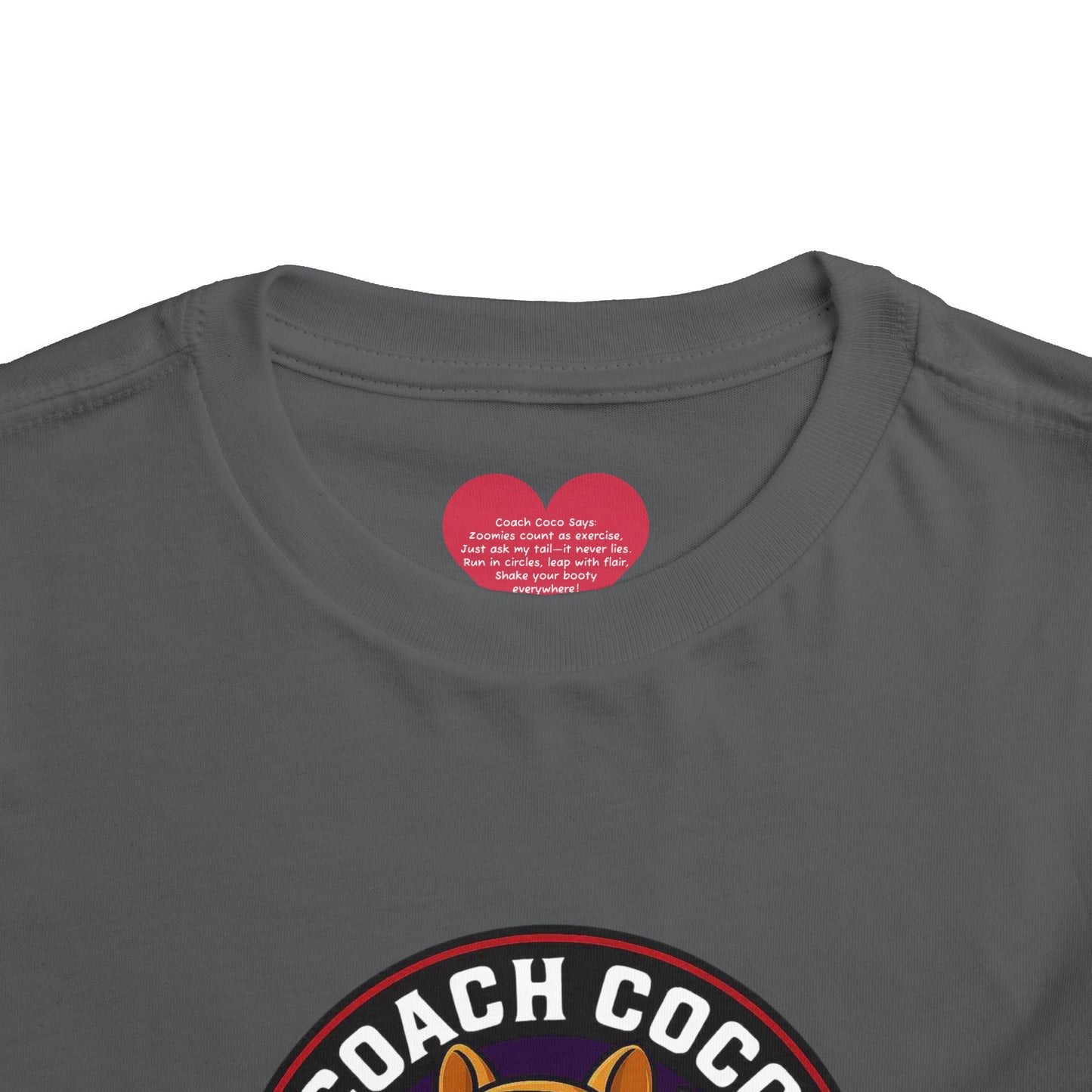 Coach Coco Fitness - Cool Coach Frenchie Toddler Tee, Fun Kids Shirt, Birthday Gift, Activewear for Toddlers, Dog Lover Apparel, Fitness Humor Top