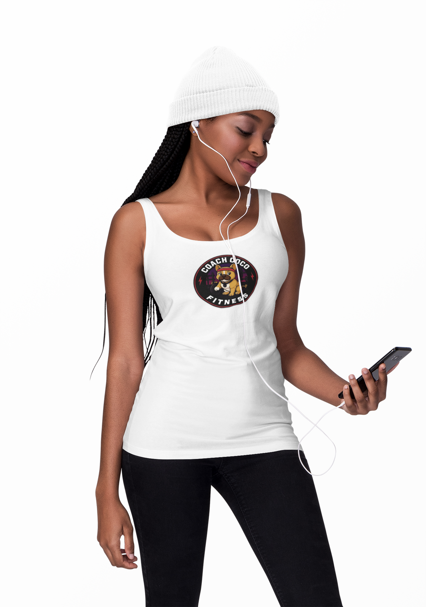 Coach Coco Fitness - Fitness Motivational Women's Fitness Racerback Tank, Gym Workout Shirt, Activewear Top, Casual Summerwear, Perfect for Coaches and Athletes