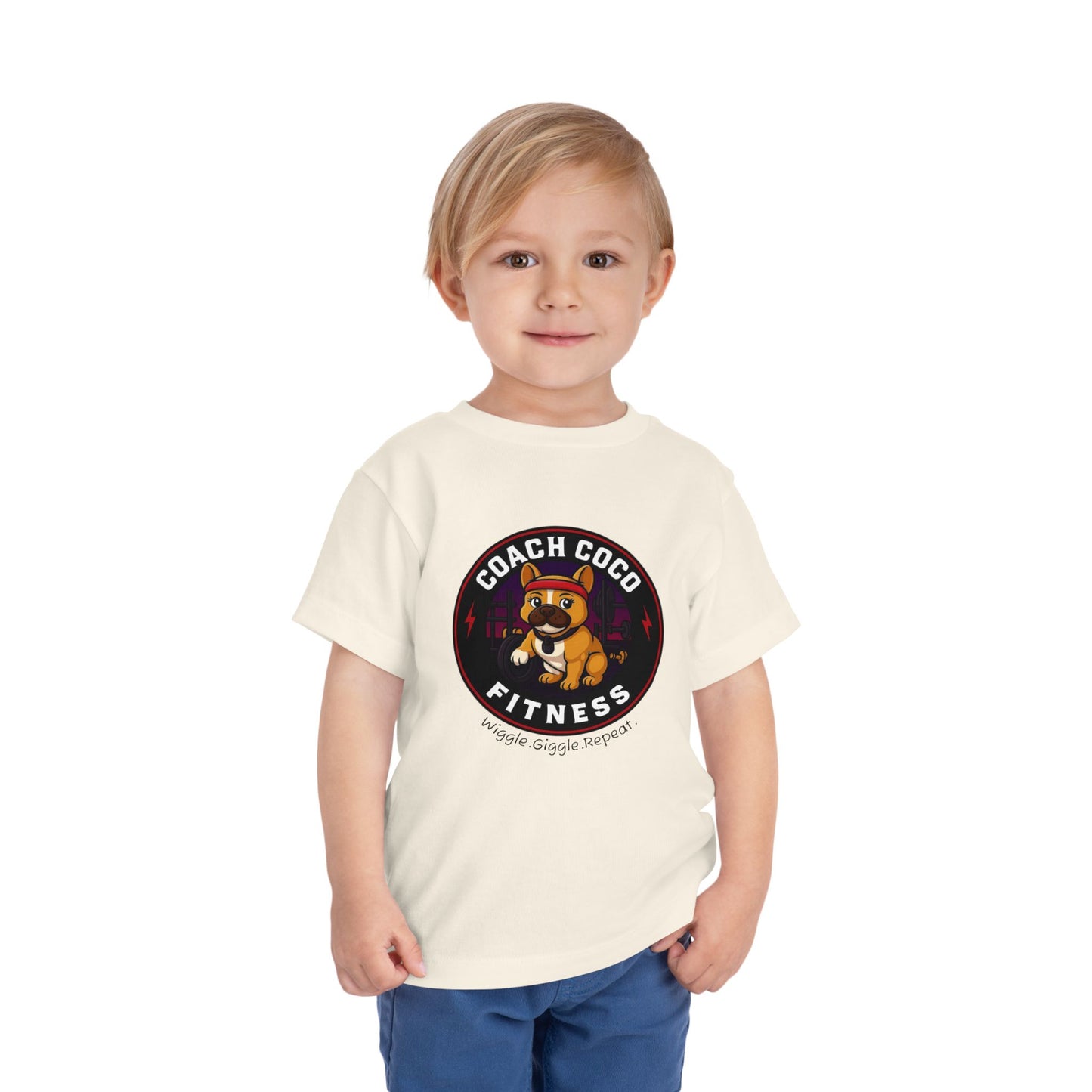 Coach Coco Fitness - Cool Coach Frenchie Toddler Tee, Fun Kids Shirt, Birthday Gift, Activewear for Toddlers, Dog Lover Apparel, Fitness Humor Top