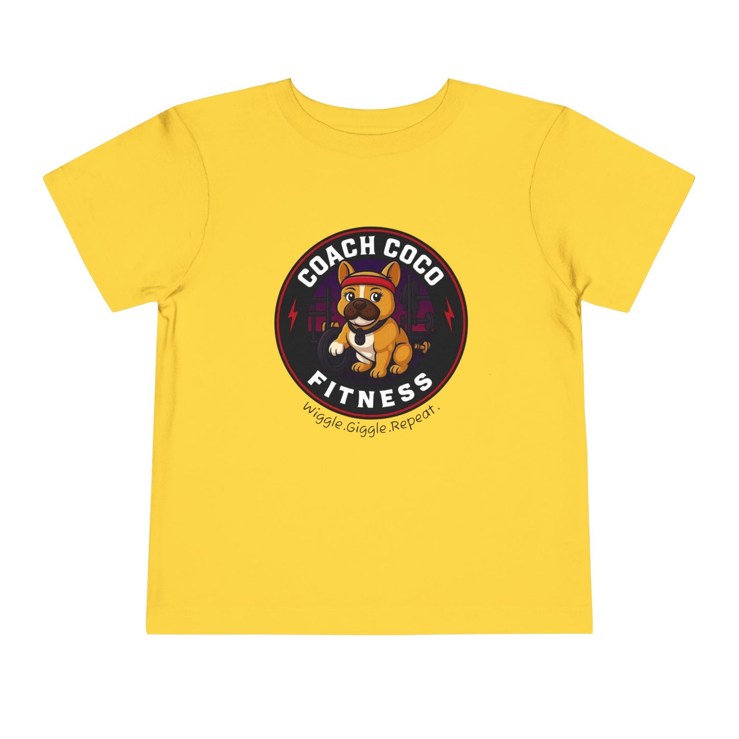 Coach Coco Fitness - Cool Coach Frenchie Toddler Tee, Fun Kids Shirt, Birthday Gift, Activewear for Toddlers, Dog Lover Apparel, Fitness Humor Top