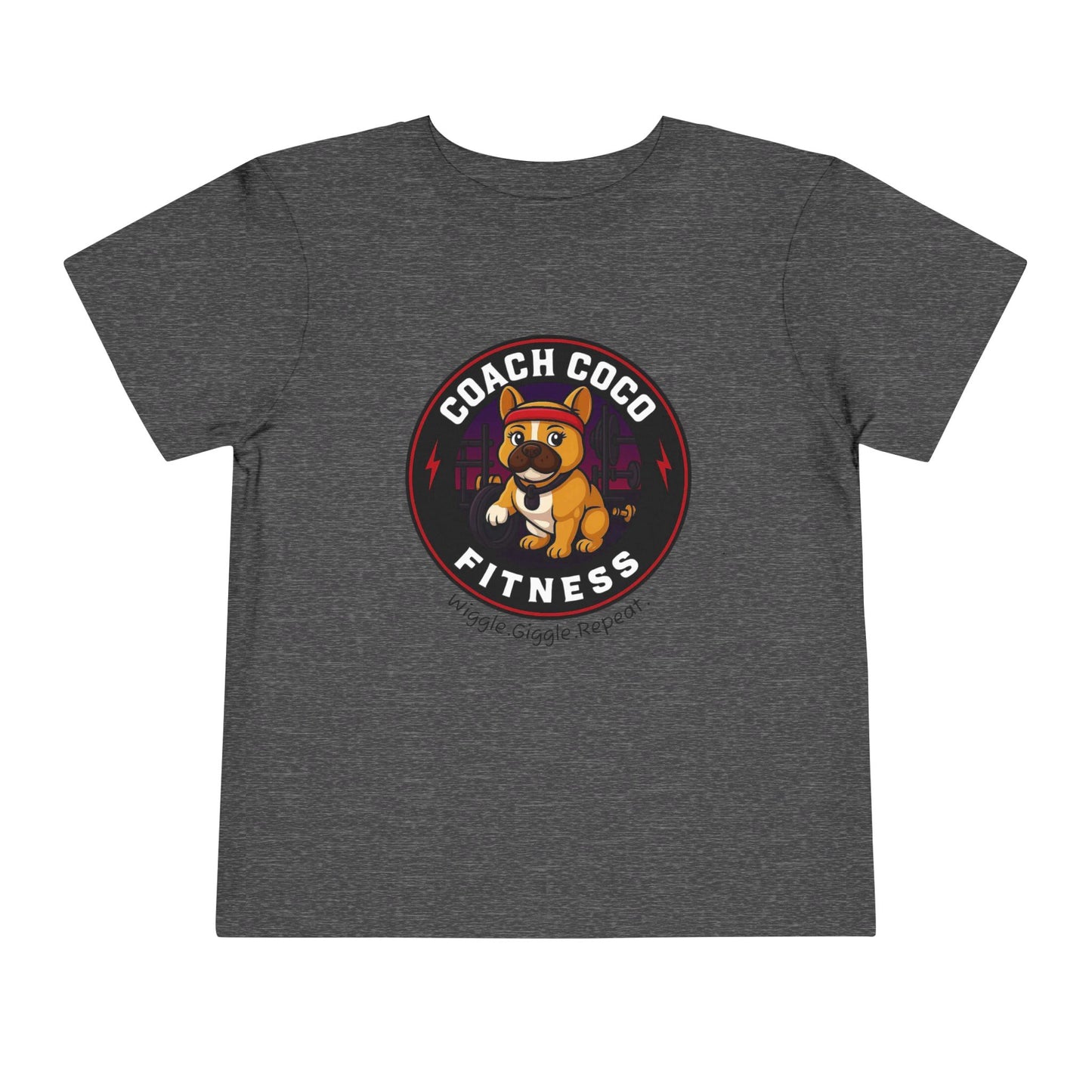 Coach Coco Fitness - Cool Coach Frenchie Toddler Tee, Fun Kids Shirt, Birthday Gift, Activewear for Toddlers, Dog Lover Apparel, Fitness Humor Top