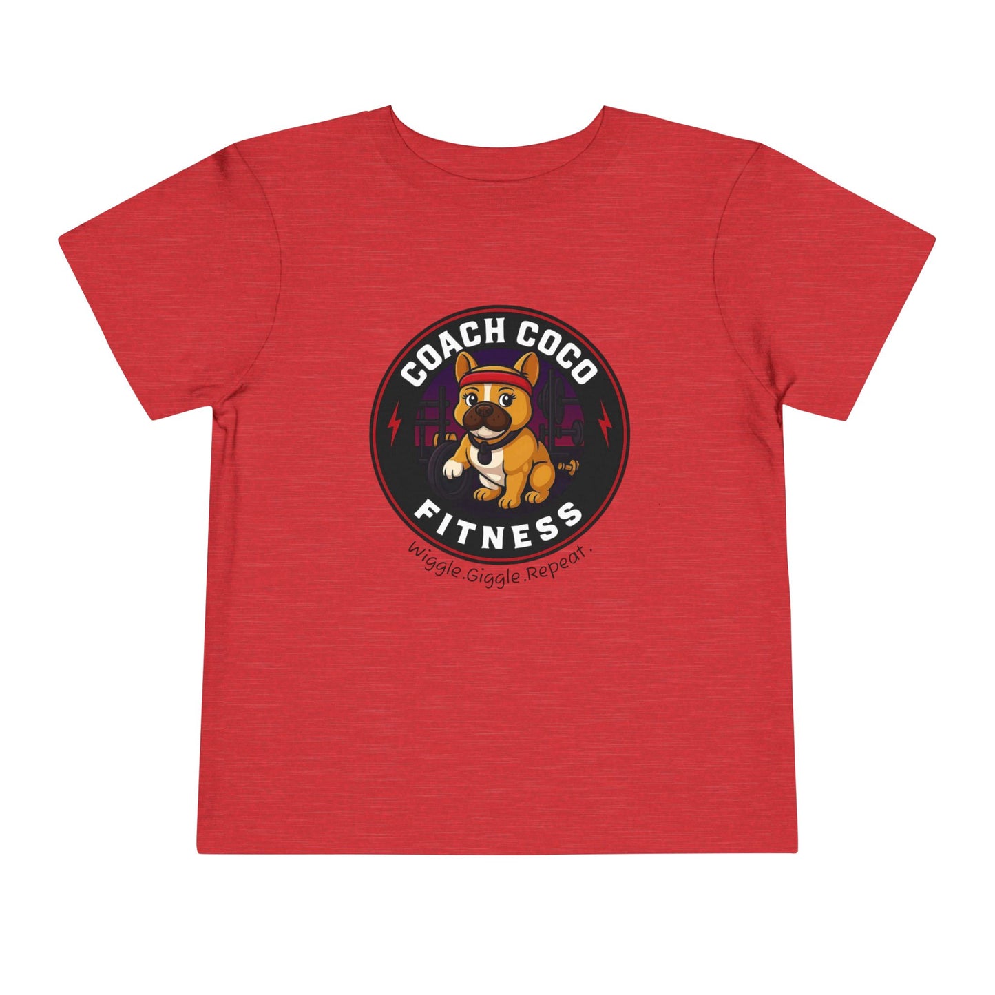 Coach Coco Fitness - Cool Coach Frenchie Toddler Tee, Fun Kids Shirt, Birthday Gift, Activewear for Toddlers, Dog Lover Apparel, Fitness Humor Top