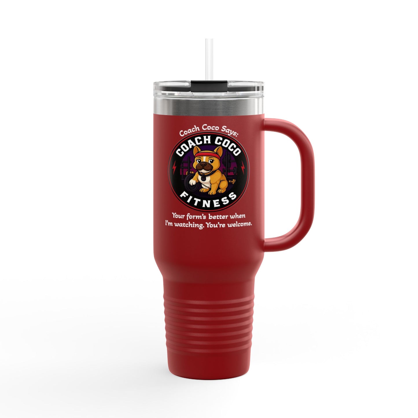 Coach Coco Fitness Insulated Travel Mug | 40oz Motivational Tumbler, Exercise Mug, Workout Gift, Fitness Enthusiast Coffee Cup, Dog [...]