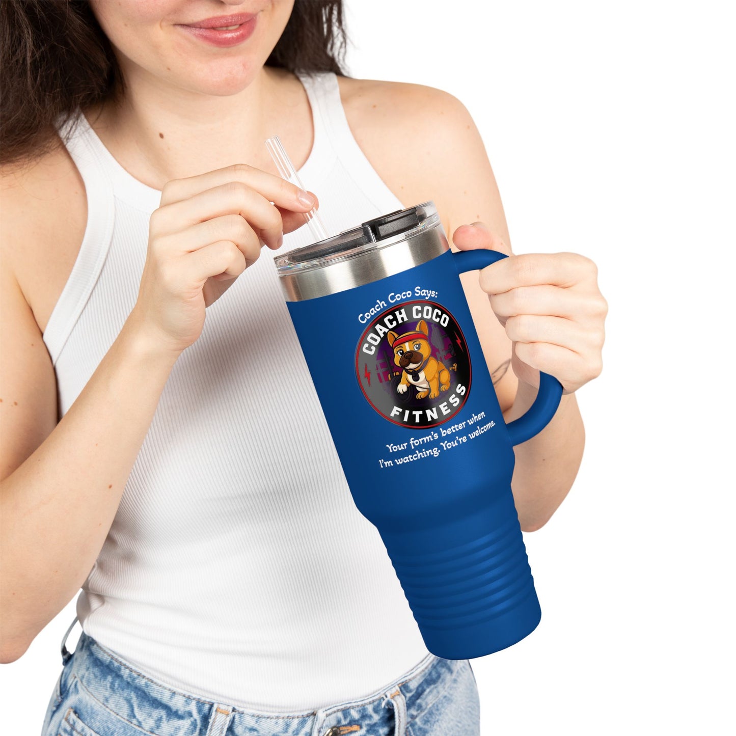 Coach Coco Fitness Insulated Travel Mug | 40oz Motivational Tumbler, Exercise Mug, Workout Gift, Fitness Enthusiast Coffee Cup, Dog [...]
