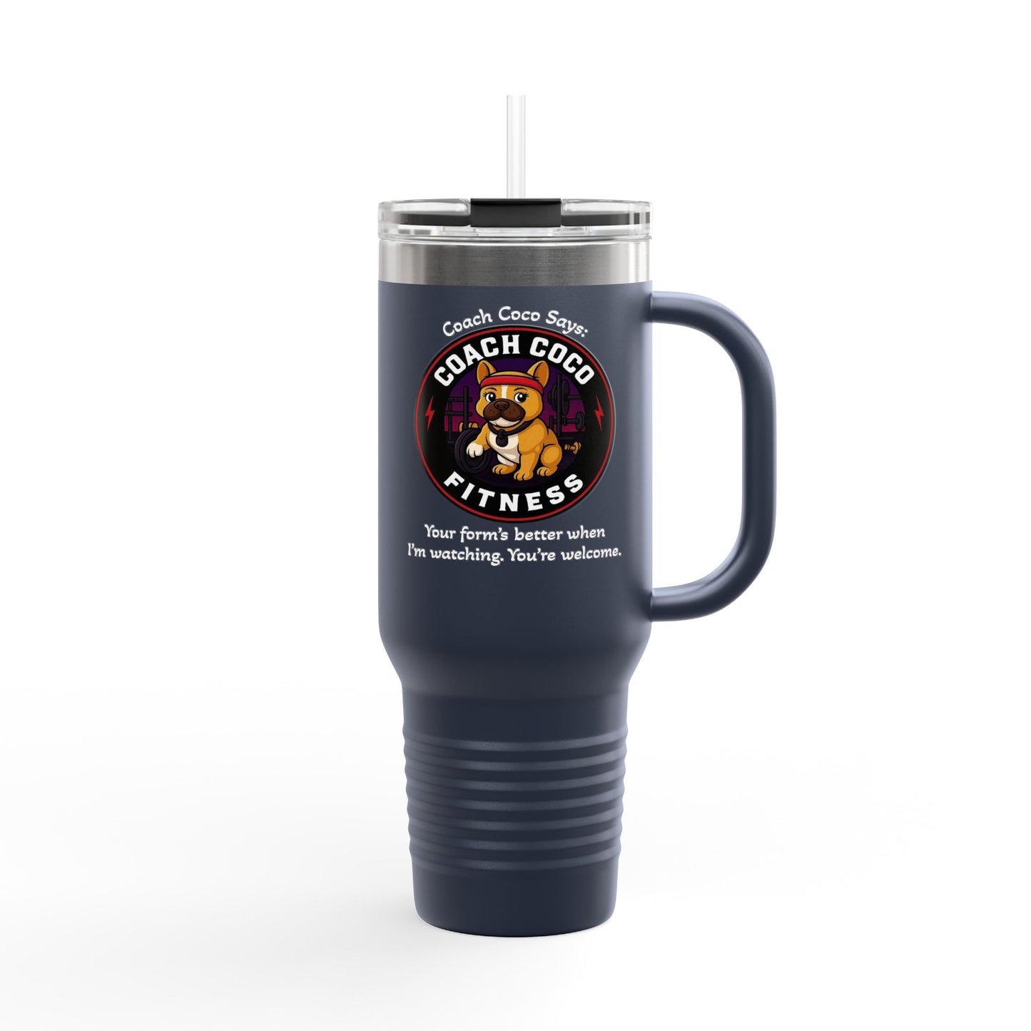 Coach Coco Fitness Insulated Travel Mug | 40oz Motivational Tumbler, Exercise Mug, Workout Gift, Fitness Enthusiast Coffee Cup, Dog [...]