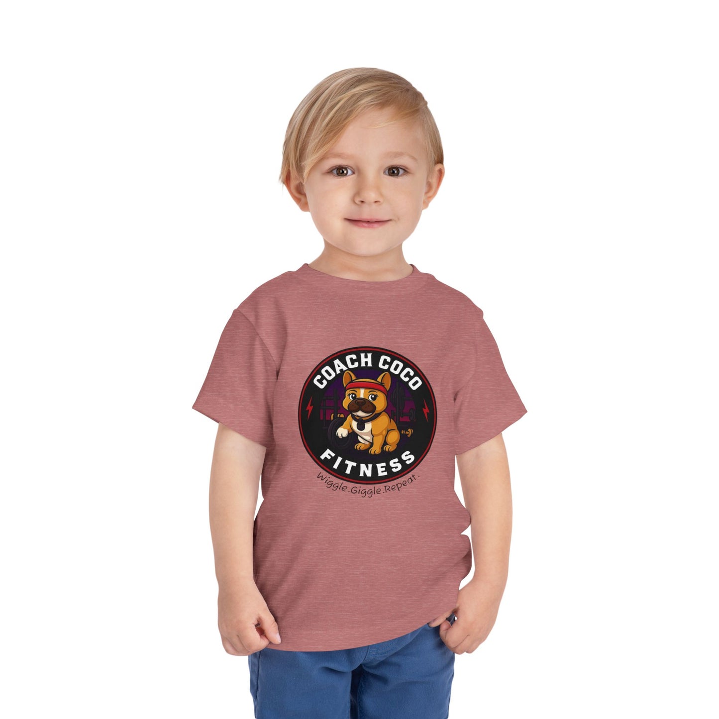 Coach Coco Fitness - Cool Coach Frenchie Toddler Tee, Fun Kids Shirt, Birthday Gift, Activewear for Toddlers, Dog Lover Apparel, Fitness Humor Top