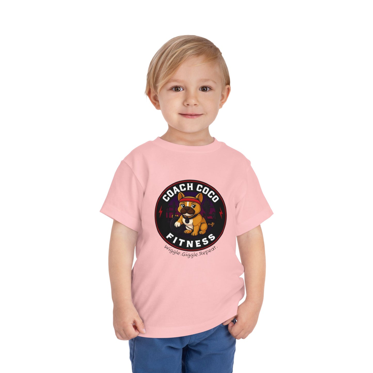 Coach Coco Fitness - Cool Coach Frenchie Toddler Tee, Fun Kids Shirt, Birthday Gift, Activewear for Toddlers, Dog Lover Apparel, Fitness Humor Top